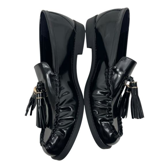 Mango Leather Slip On Loafer with Tassel Black Size 39/ 8.5 - Picture 6 of 12